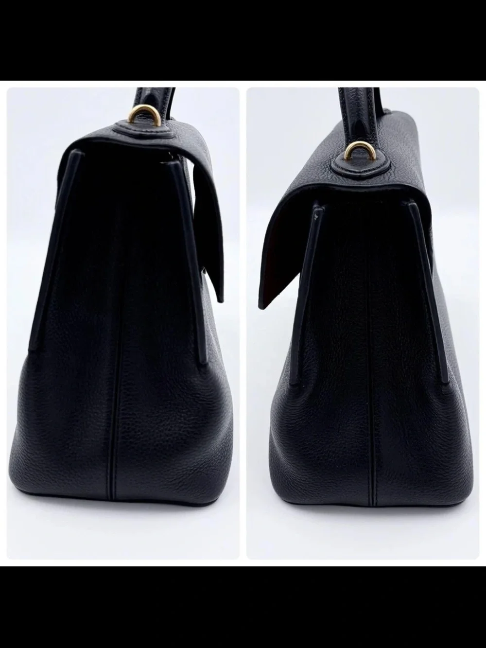 Mulberry Black Grain Leather Top-Handle Satchel with Gold Hardware